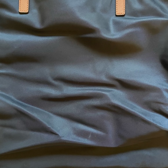 Michael Kors Kempton Navy Blue Nylon Brown Leather Large Tote - Picture 7 of 7